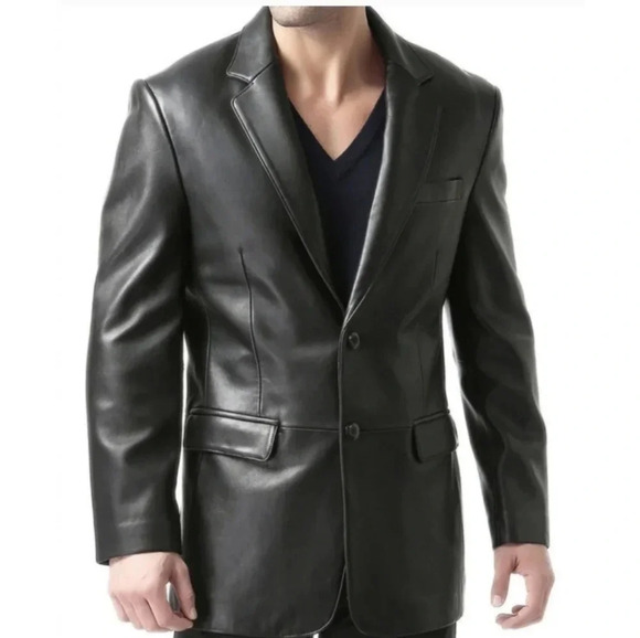 Real Lambskin Leather Blazer - Picture 1 of 4